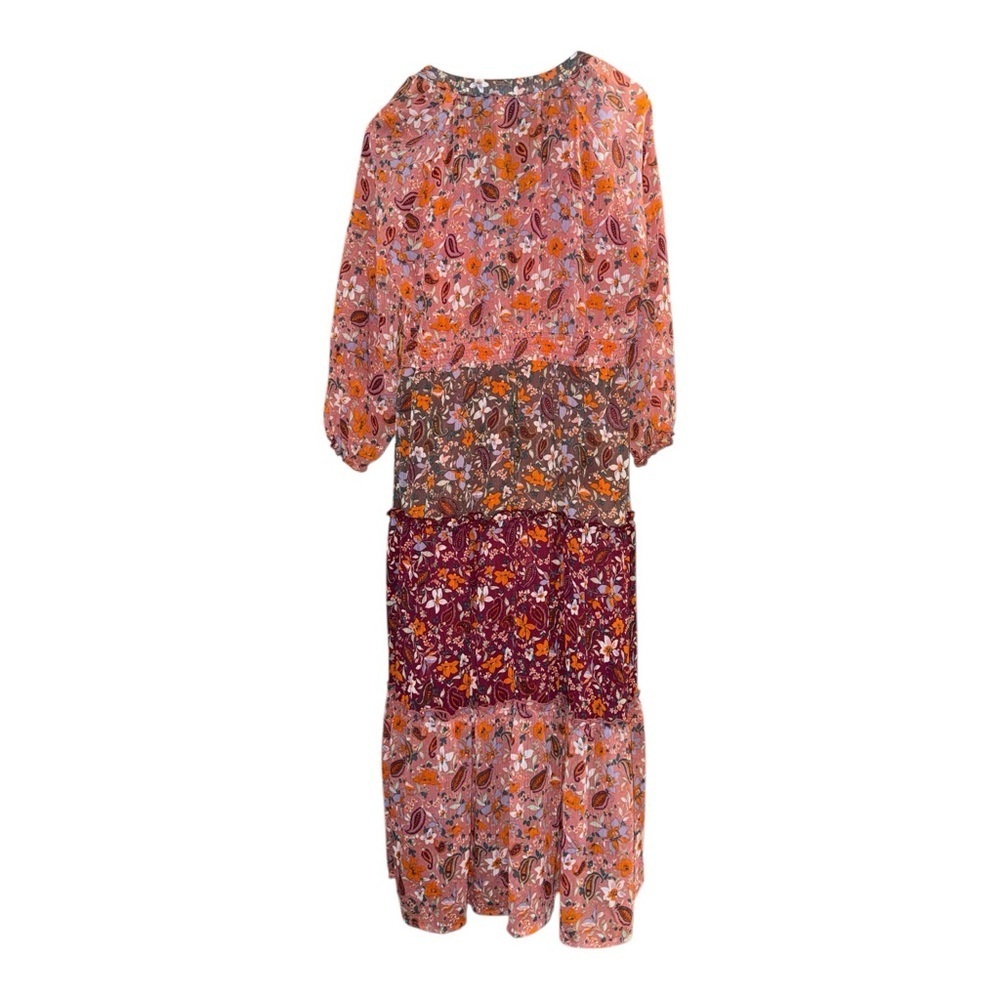 Figueroa & Flower Rust Floral Size Large Maxi Dress Boho Prairie Romantic - Picture 3 of 7